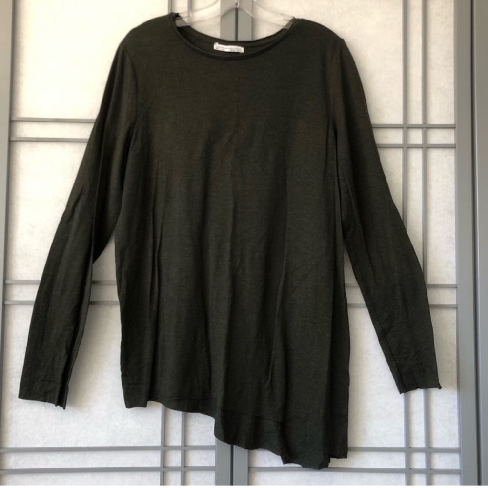 Zara olive green tee Sz L - Picture 2 of 3